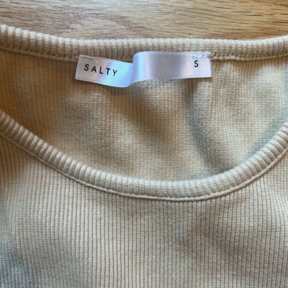 SALTY Beige Ribbed Tank Midi Dress | Size Small - Picture 4 of 7